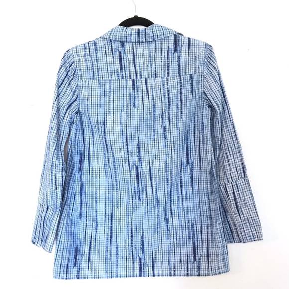 Tory Burch Blue White Collared Blouse - Picture 4 of 7